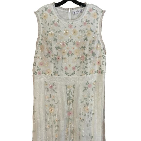 Mac Duggal Size 20 NEW 9137 Ivory Embroidered High Neck Sleeveless Ruffled Gown - Picture 3 of 11